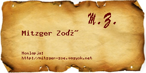 Mitzger Zoé névjegykártya